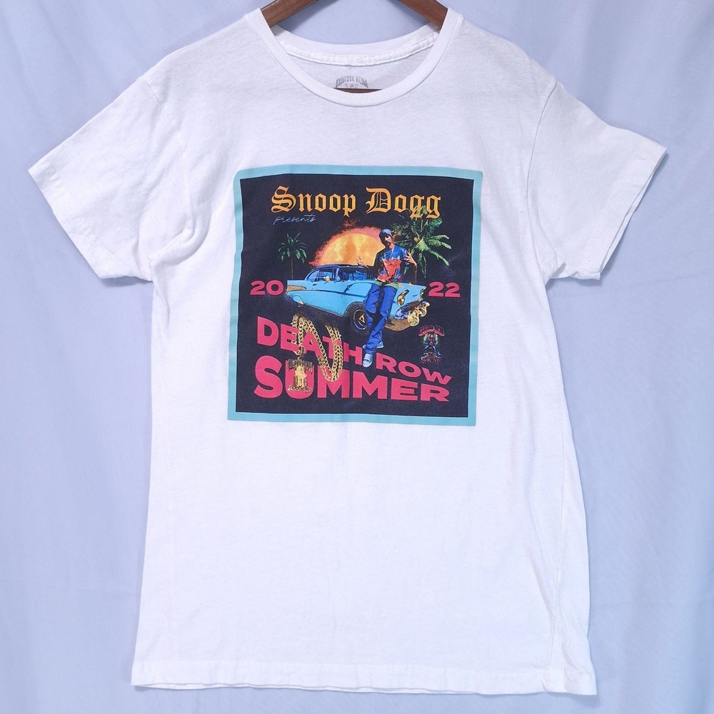 Snoop Dogg Death Row Summer‎ 2022 White Graphic Tee Mens M Hip Hop Rap Y2K Style
